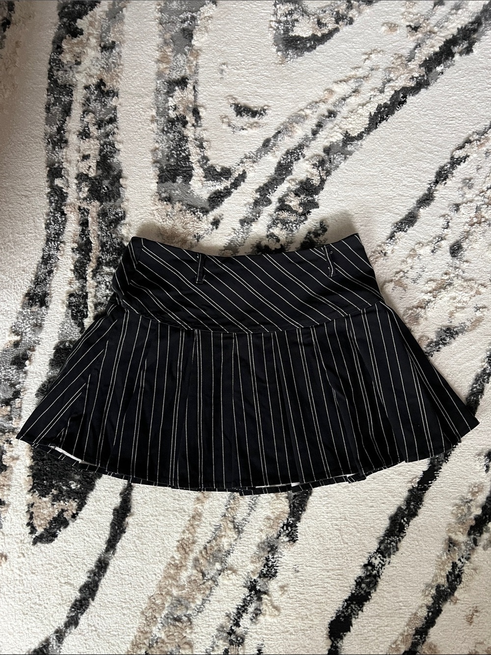 No Boundaries Black Pinstripe Skater Skirt